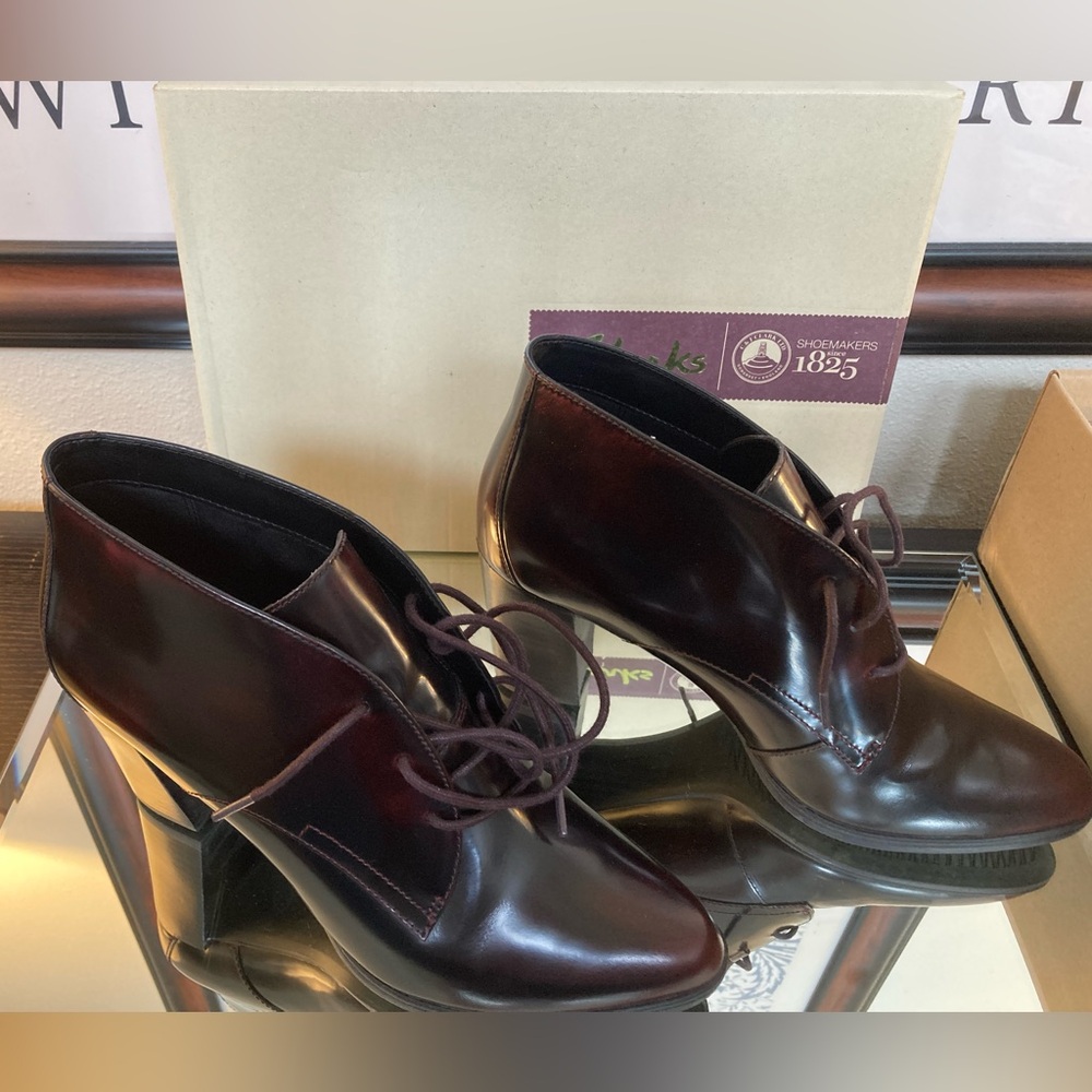 Burgundy leather ankle booties